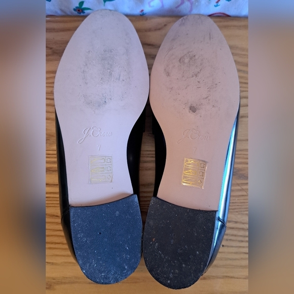 EUC J Crew Academy Black Patent Leather Casual Prep Penny Loafer Flat Shoe SZ 7 - Picture 6 of 9